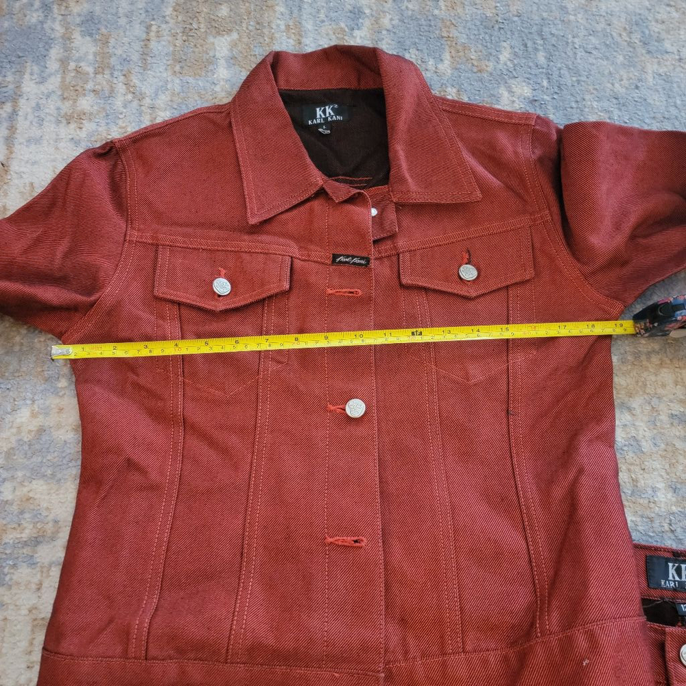 Karl Kani KK2 Y2K Women's Large/12 Red & Black Jean Jacket Jeans Set Hip Hop - Picture 6 of 8